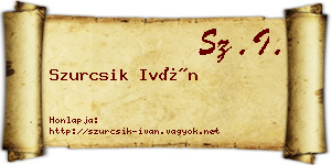 Szurcsik Iván névjegykártya